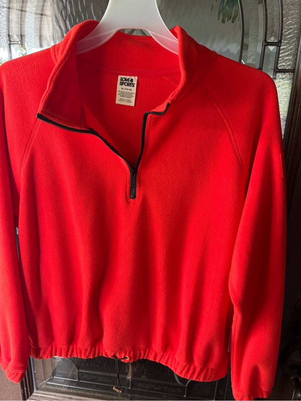Love & Sports Red Quarter-Zip Fleece Pullover for Women